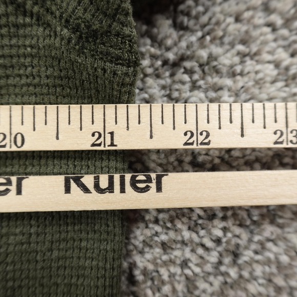 Eddie Bauer Shirt Mens M Green Waffle Knit Thermal Pullover Crewneck Outdoor Top - Picture 7 of 11